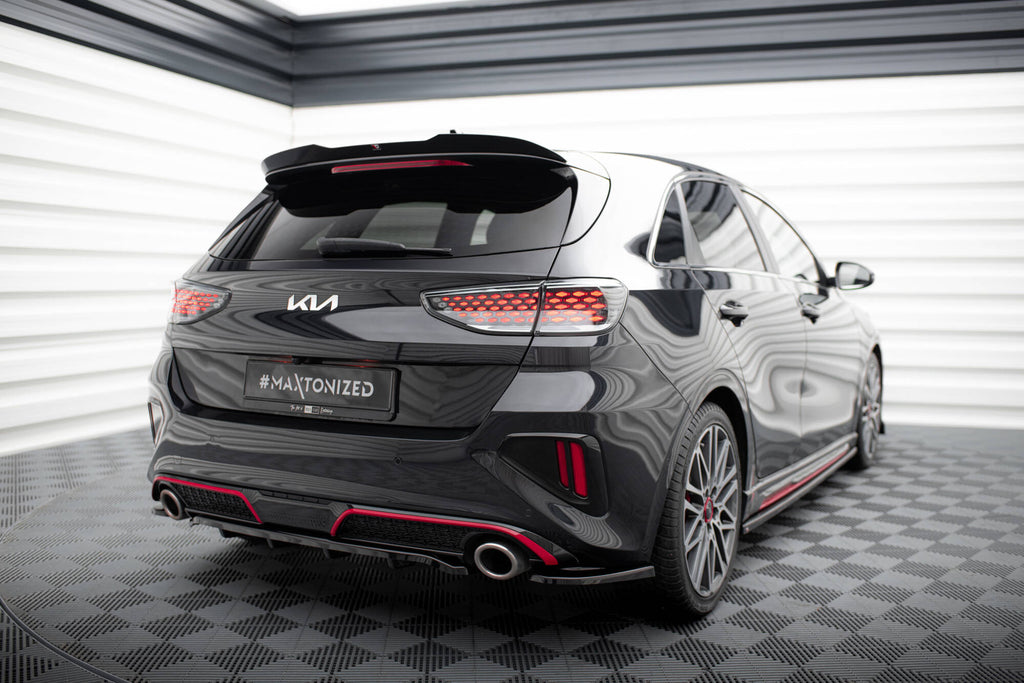 Maxton Design Heck Ansatz Flaps Diffusor passend für Kia Ceed GT Mk3 Facelift schwarz Hochglanz