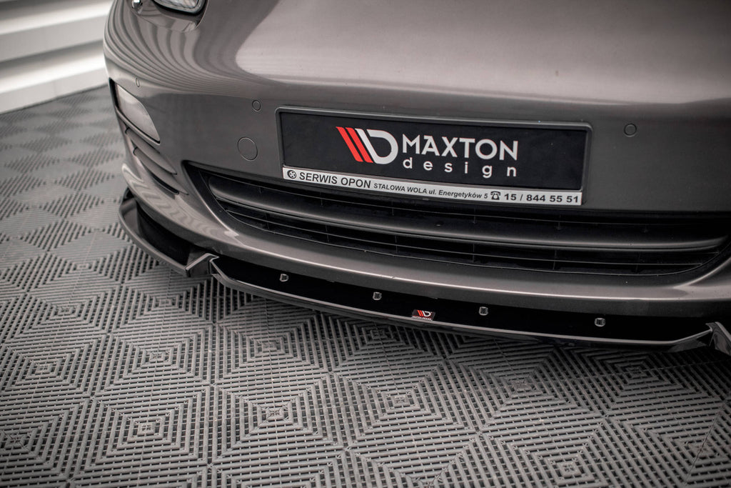 Maxton Design Street+ Spoilerlippe Front Ansatz V.2 passend für Porsche Panamera / Panamera Diesel 970 schwarz Hochglanz