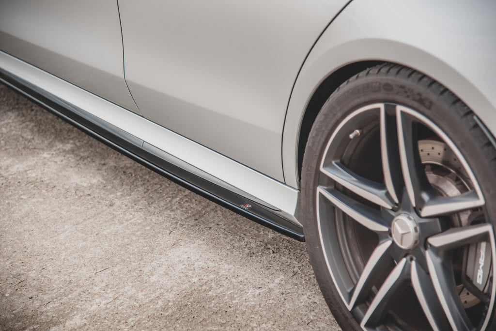 Maxton Design Street+ Seitenschweller Leisten passend für Mercedes-Benz E63 AMG Kombi/Limousine S213/W213 schwarz Hochglanz
