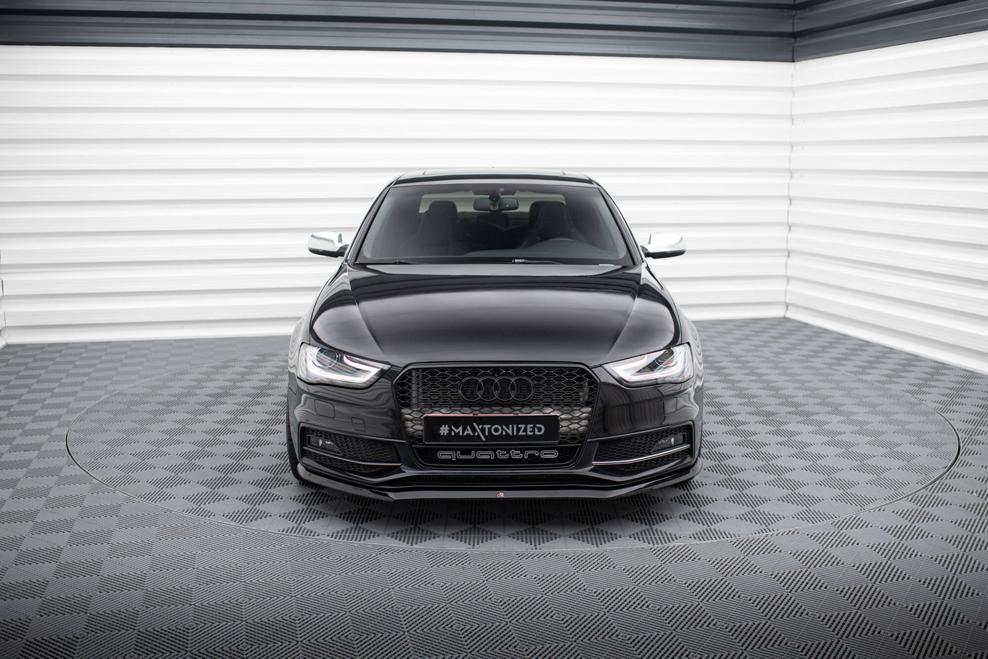 Maxton Design Street+ Spoilerlippe Front Ansatz V.1 passend für Audi A4 S-Line / S4 B8 Facelift schwarz Hochglanz