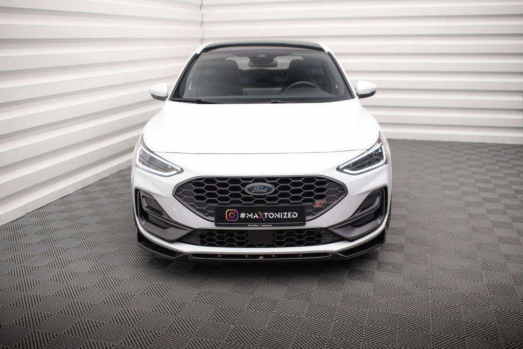 Maxton Design Street+ Spoilerlippe Front Ansatz V.7 passend für Ford Focus ST / ST-Line Mk4 Facelift schwarz Hochglanz