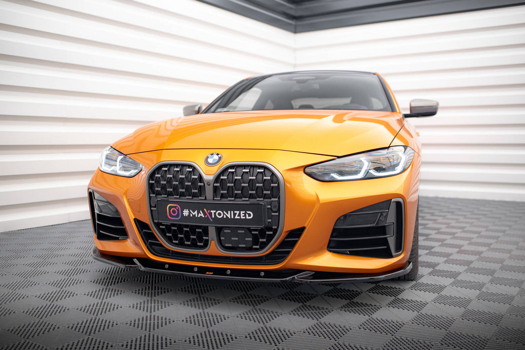 Maxton Design Street+ Spoilerlippe Front Ansatz V.4 passend für BMW 4er M-Paket / M440i G22 / G23 / G22 Facelift / G23 Facelift schwarz Hochglanz