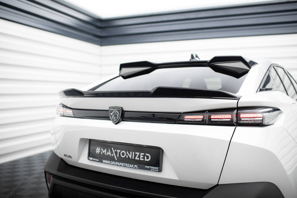 Maxton Design Niedriger Spoiler CAP 3D passend für Peugeot 408 Mk1 schwarz Hochglanz