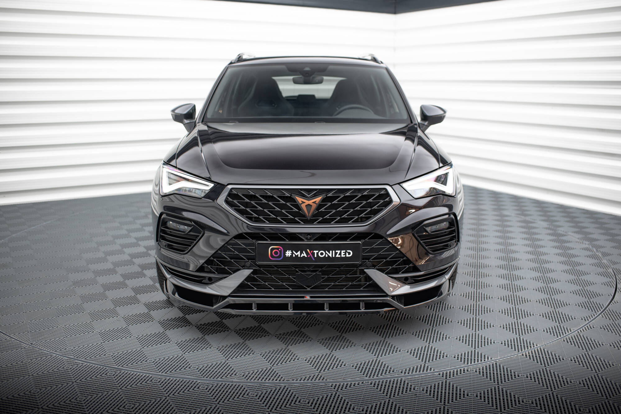 Maxton Design Street+ Spoilerlippe Front Ansatz passend für Cupra Ateca Mk1 Facelift schwarz Hochglanz