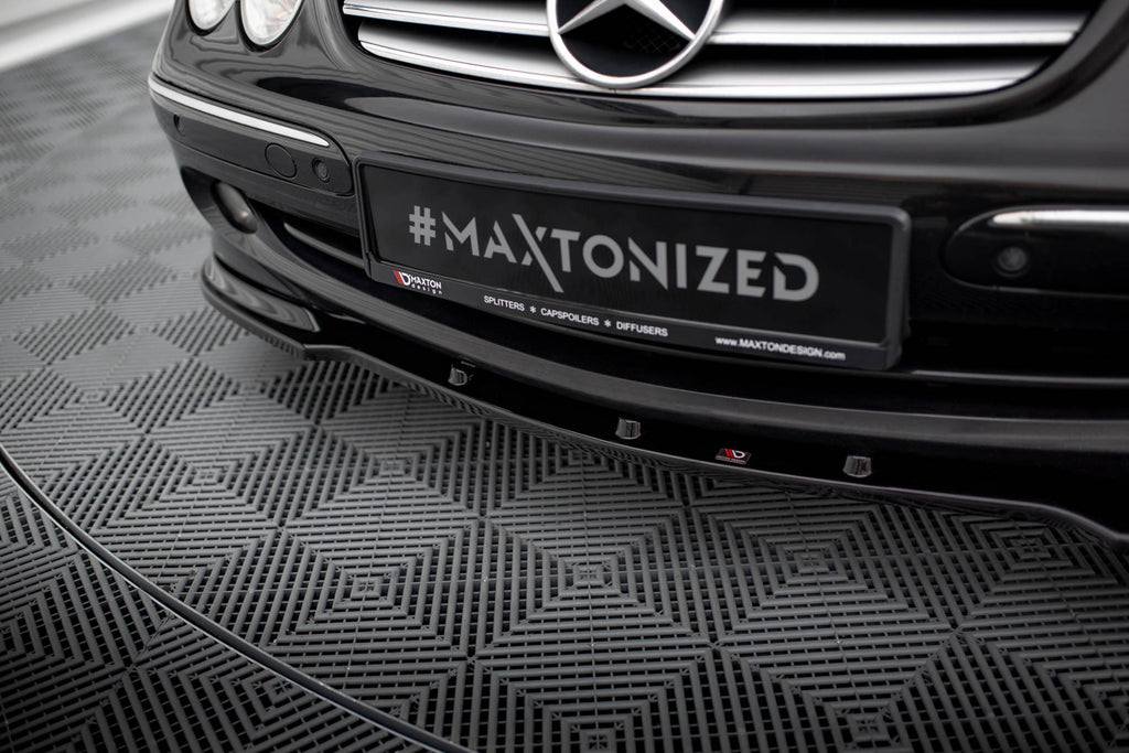 Maxton Design Street+ Spoilerlippe Front Ansatz V.1 passend für MERCEDES CLK W 209 FÜR STANDARD STOßSTANGE schwarz Hochglanz