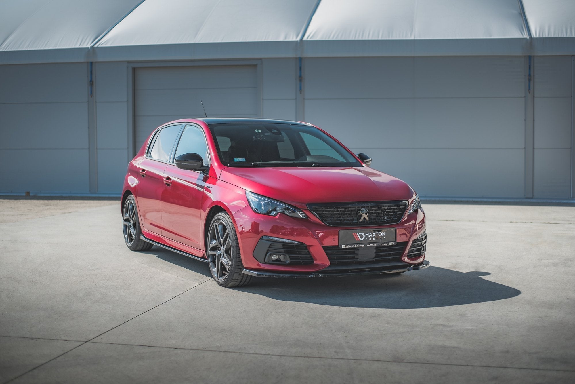 Maxton Design Street+ Spoilerlippe Front Ansatz V.2 passend für Peugeot 308 GT Mk2 Facelift schwarz Hochglanz