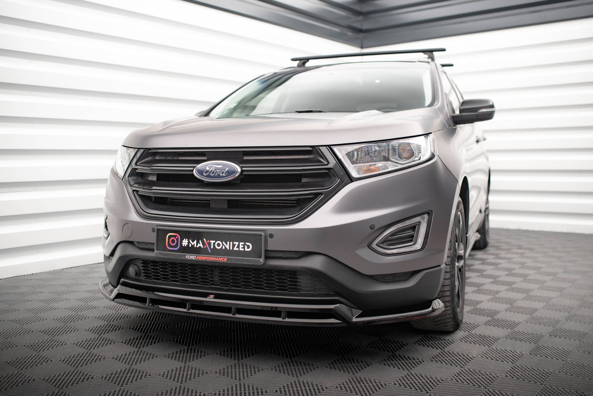 Maxton Design Street+ Spoilerlippe Front Ansatz passend für Ford Edge Mk2 schwarz Hochglanz