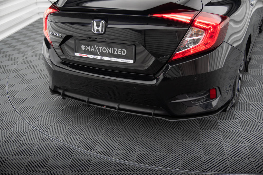 Maxton Design Street Pro Heck Ansatz Flaps Diffusor + Flaps passend für Honda Civic Mk10 schwarz Hochglanz