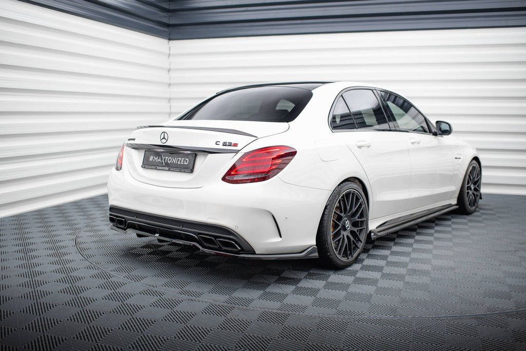 Maxton Design Street+ Mittlerer Diffusor RACE passend für Mercedes-AMG C63 Limousine / Kombi W205 / S205 schwarz Hochglanz