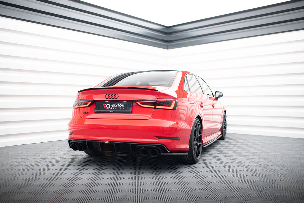 Maxton Design Spoiler CAP passend für Audi A3 / A3 S-Line / S3 / RS3 Limousine 8V schwarz Hochglanz
