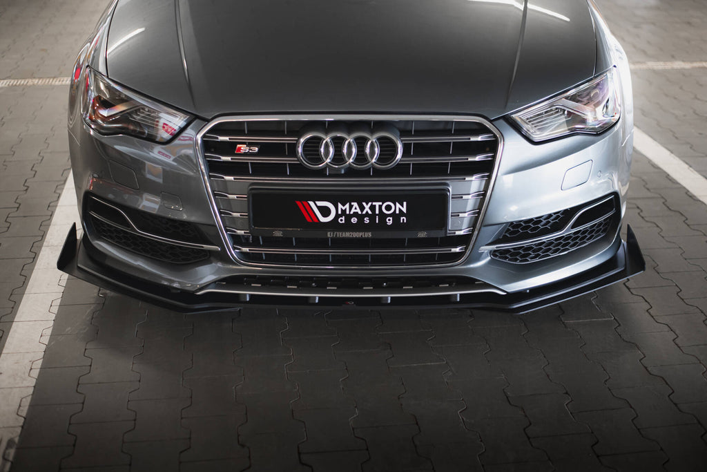 Maxton Design Front Stoßstange Flaps passend für Audi S3 / A3 S-Line Limousine 8V schwarz Hochglanz