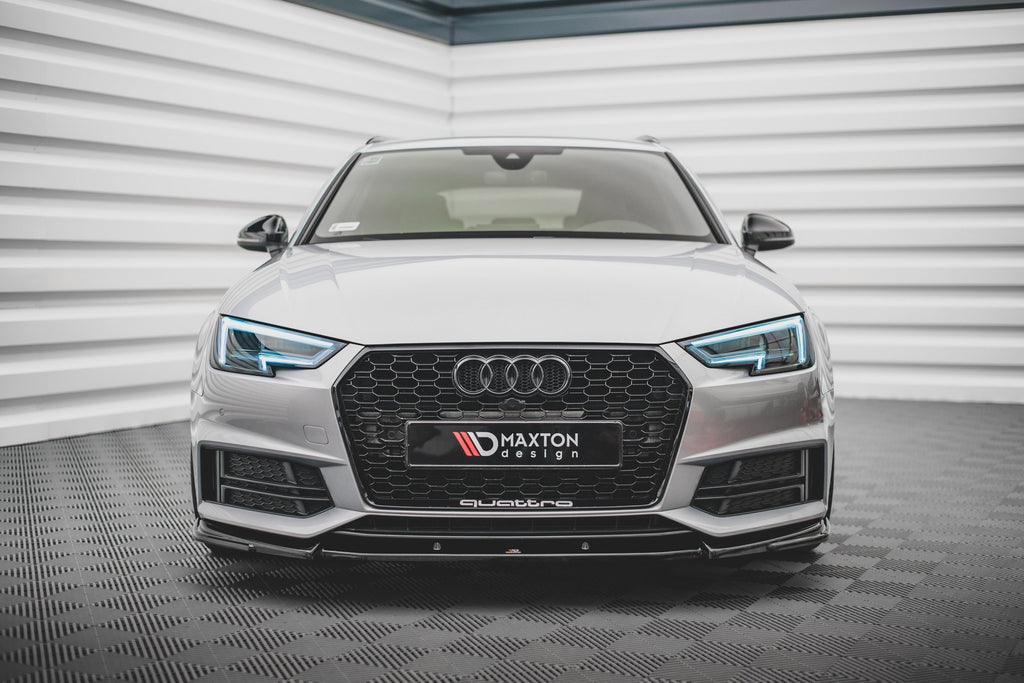 Maxton Design Street+ Spoilerlippe Front Ansatz V.3 passend für Audi S4 / A4 S-Line B9 schwarz Hochglanz