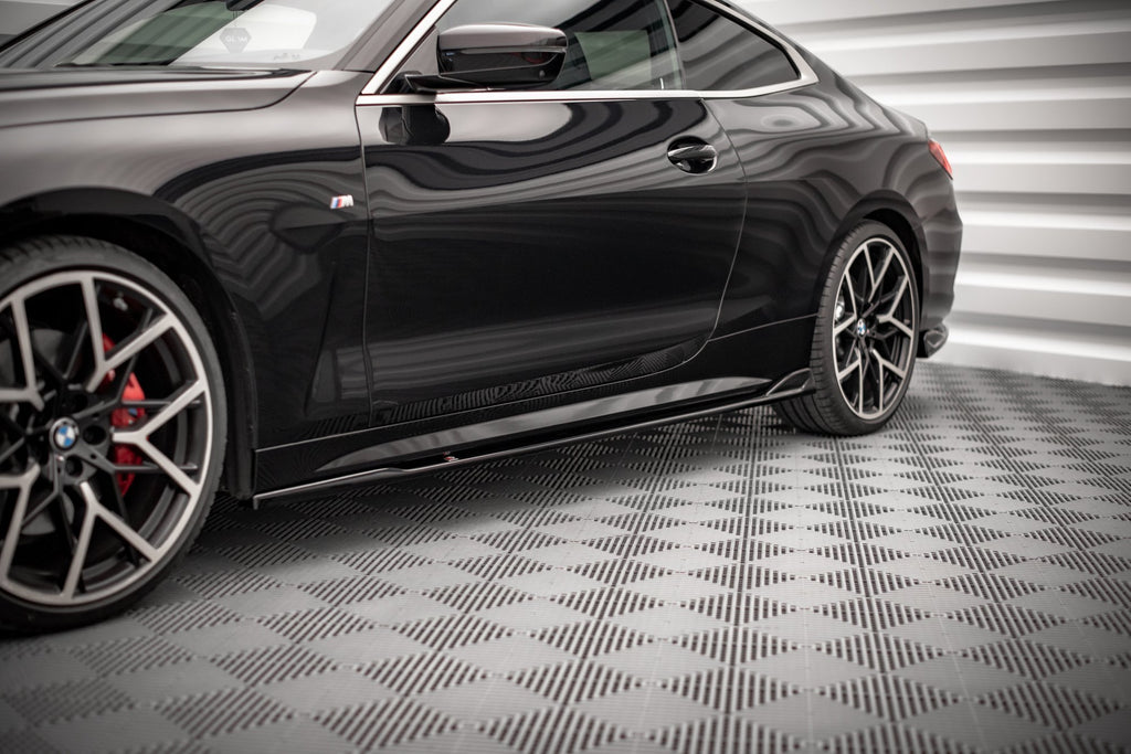 Maxton Design Street+ Seitenschweller Leisten V.2 passend für BMW 4er M-Paket / M440i G22 / G23 / G22 Facelift / G23 Facelift schwarz Hochglanz