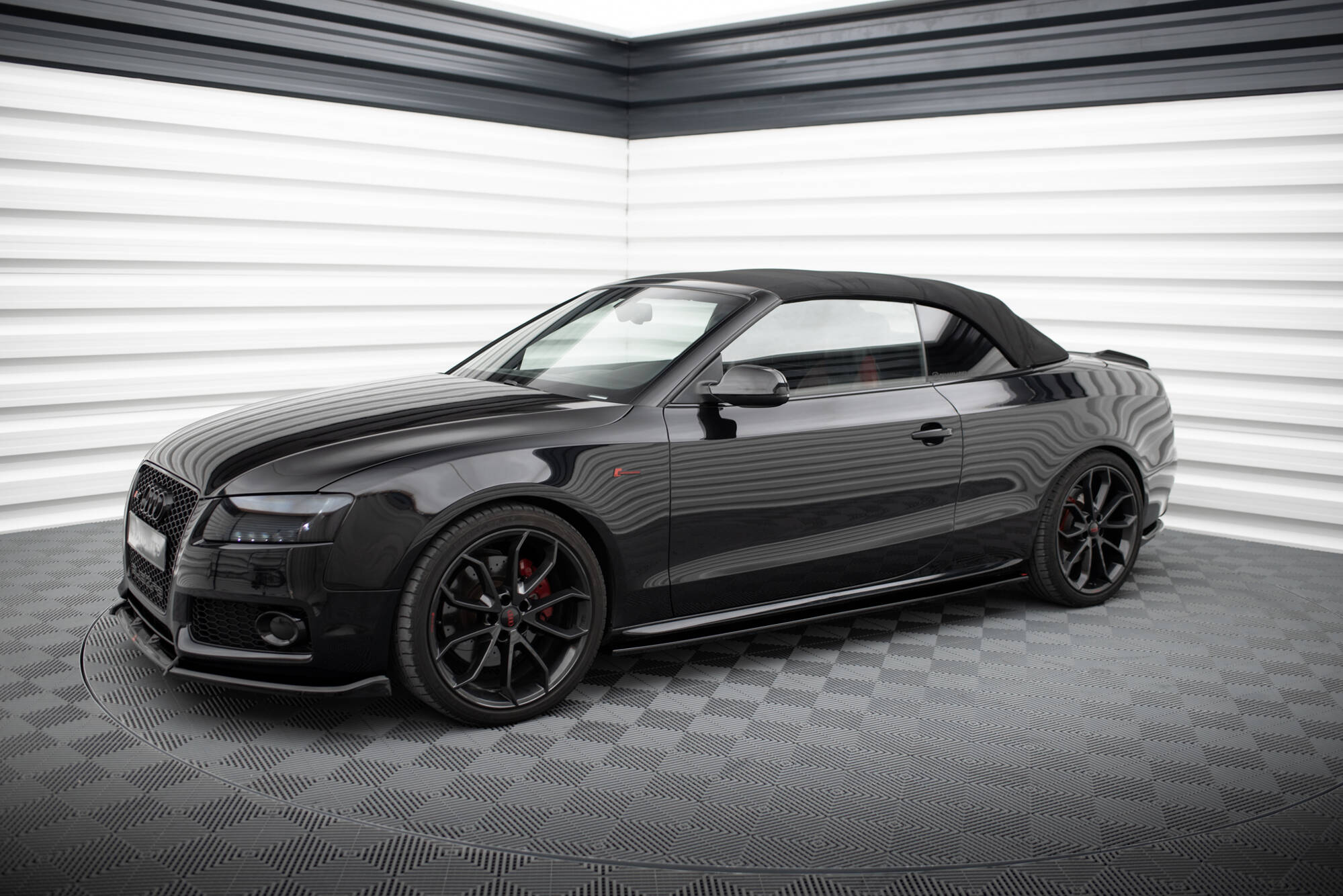 Maxton Design Street+ Seitenschweller Leisten passend für Audi S5 / A5 / A5 S-Line 8T / 8T FL schwarz Hochglanz