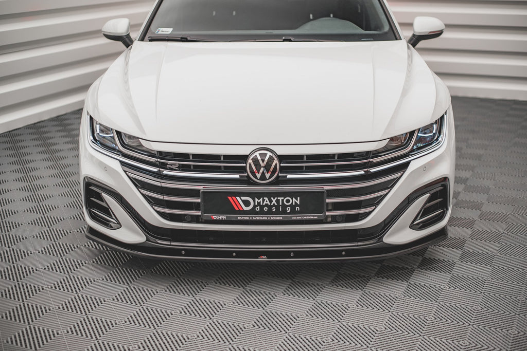 Maxton Design Street+ Spoilerlippe Front Ansatz V.2 passend für VW Arteon R-Line Limousine / Shooting Brake Mk1 Facelift schwarz Hochglanz