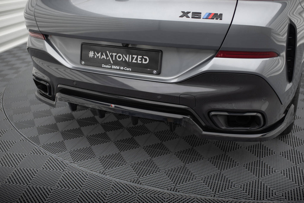 Maxton Design Street+ Mittlerer Diffusor RACE V.2 passend für BMW X6 M-Paket G06 Facelift schwarz Hochglanz