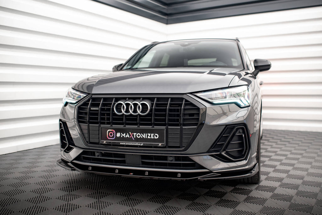 Maxton Design Street+ Spoilerlippe Front Ansatz V.3 passend für Audi Q3 Sportback / SUV S-Line F3 schwarz Hochglanz