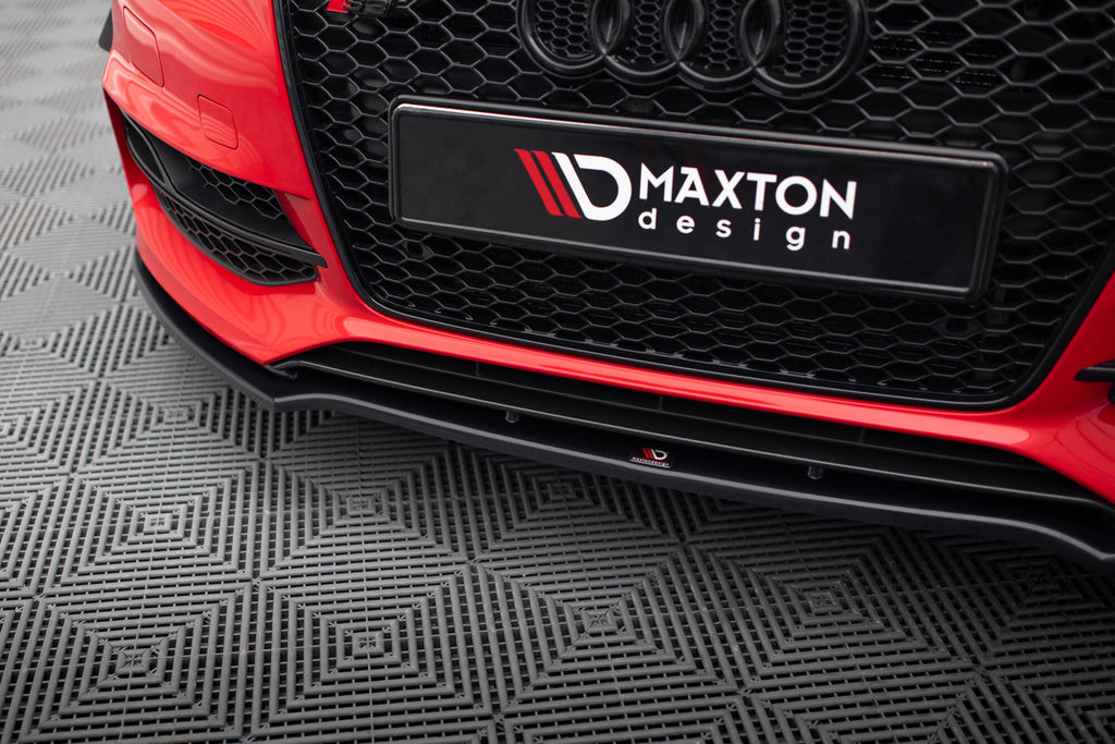 Maxton Design Street+ Spoilerlippe Front Ansatz V.2 passend für Audi S3 / A3 S-Line 8V Limousine / Cabrio schwarz Hochglanz