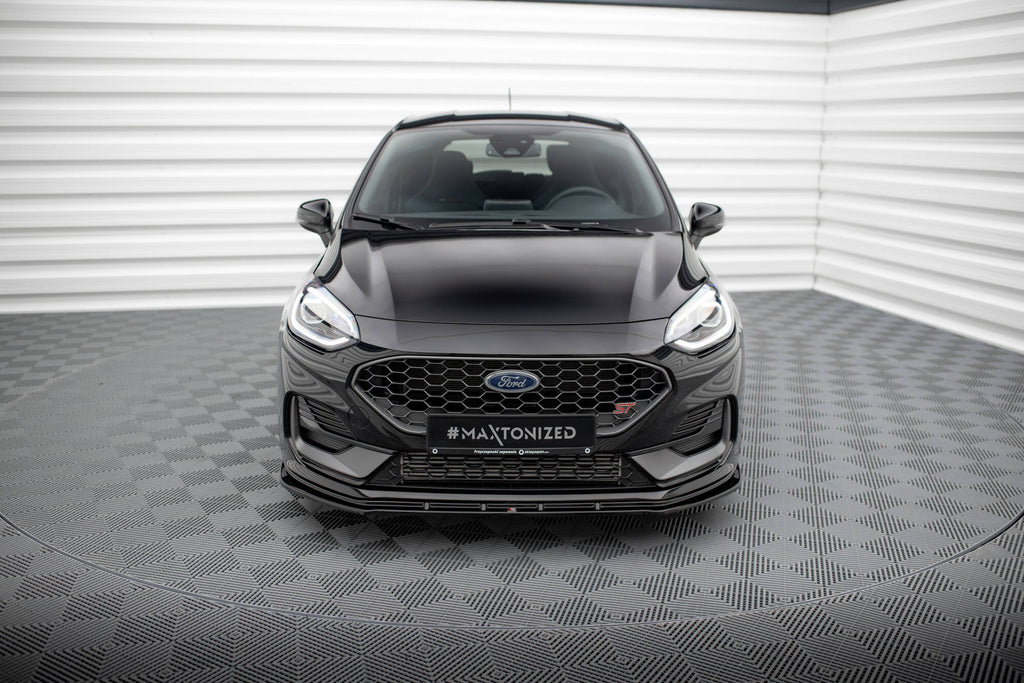 Maxton Design Street+ Spoilerlippe Front Ansatz V.2 passend für Ford Fiesta ST / ST-line Mk8 Facelift schwarz Hochglanz