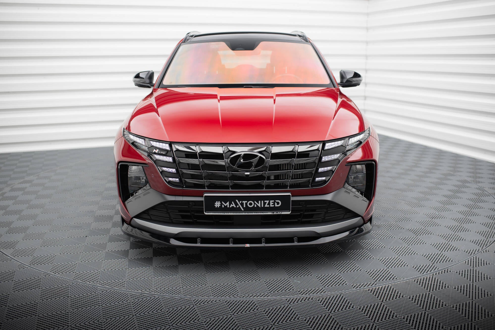 Maxton Design Street+ Spoilerlippe Front Ansatz V.1 passend für Hyundai Tucson N-Line Mk4 schwarz Hochglanz