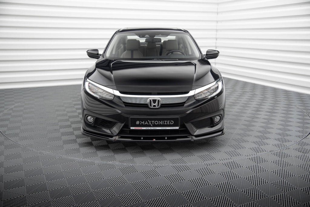 Maxton Design Street+ Spoilerlippe Front Ansatz V.1 passend für Honda Civic Limousine Mk10 schwarz Hochglanz