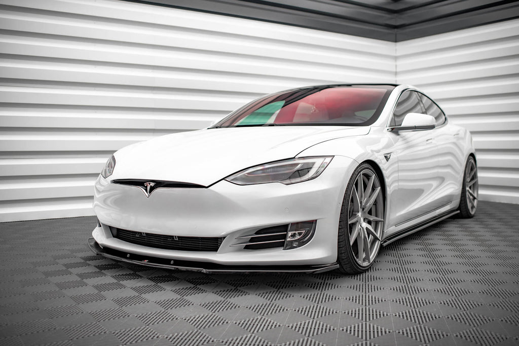 Maxton Design Street+ Spoilerlippe Front Ansatz V.1 passend für Tesla Model S Facelift schwarz Hochglanz