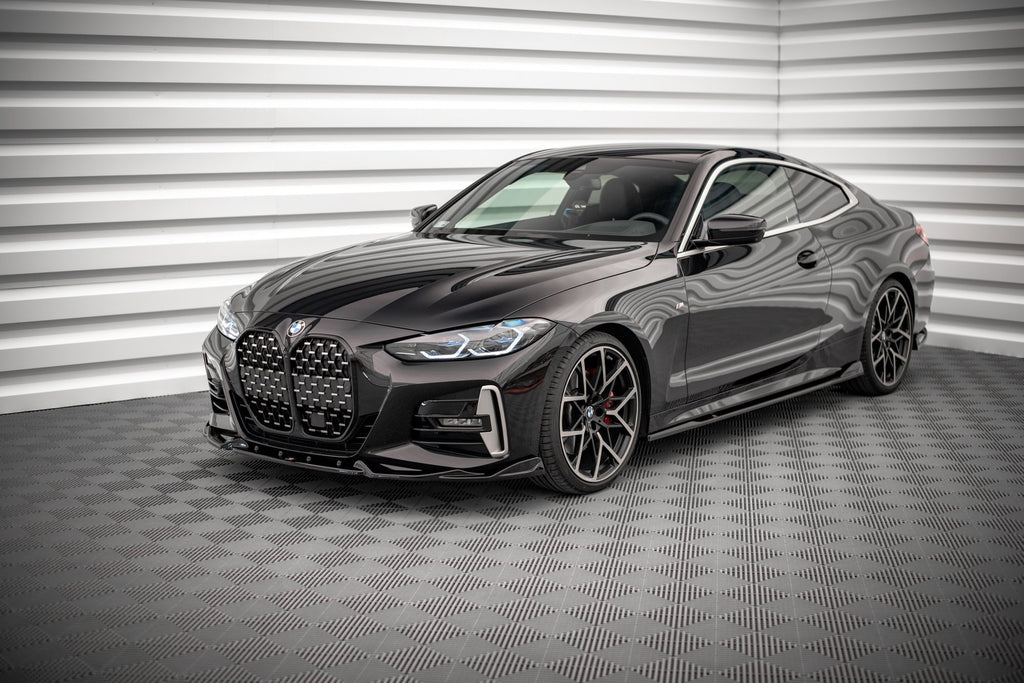 Maxton Design Street+ Spoilerlippe Front Ansatz V.2 passend für BMW 4er M-Paket / M440i G22 / G23 / G22 Facelift / G23 Facelift schwarz Hochglanz