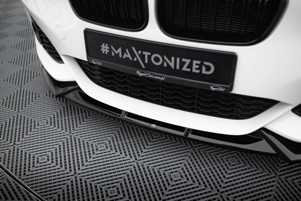 Maxton Design Street+ Spoilerlippe Front Ansatz V.5 passend für BMW 1er M-Paket / M140i F20 Facelift schwarz Hochglanz