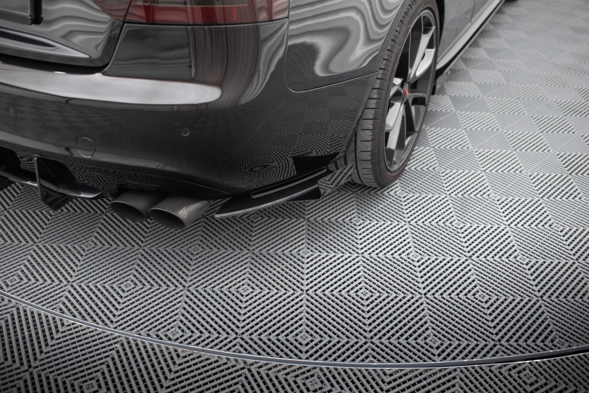 Maxton Design Street Pro Heck Ansatz Flaps Diffusor + Flaps passend für Audi S5 / A5 S-Line Coupe / Cabriolet 8T schwarz Hochglanz