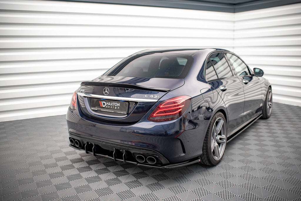 Maxton Design Heck Ansatz Flaps Diffusor passend für Mercedes-AMG C 43 Limousine W205 Facelift schwarz Hochglanz