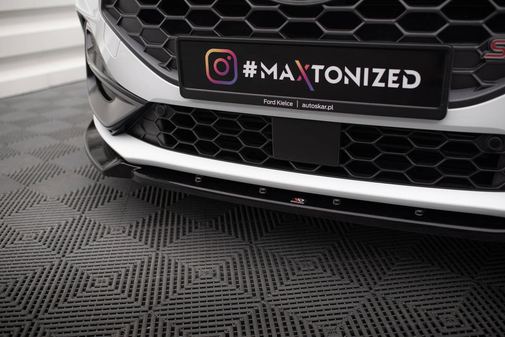 Maxton Design Street+ Spoilerlippe Front Ansatz V.7 passend für Ford Focus ST / ST-Line Mk4 Facelift schwarz Hochglanz
