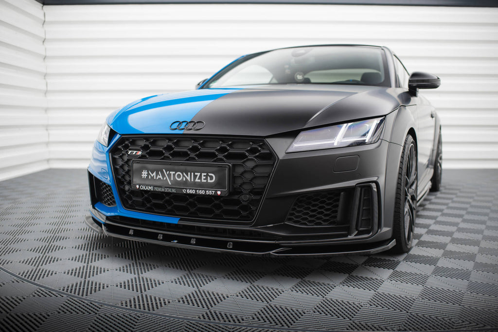 Maxton Design Street+ Spoilerlippe Front Ansatz V.2 passend für Audi TT S / TT S-Line 8S Facelift schwarz Hochglanz