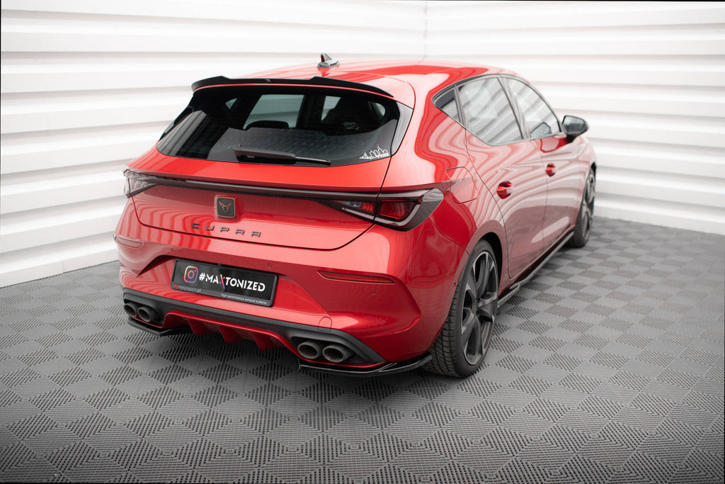 Maxton Design Heck Ansatz Flaps Diffusor V.1 passend für Cupra Leon Hatchback Mk1 schwarz Hochglanz