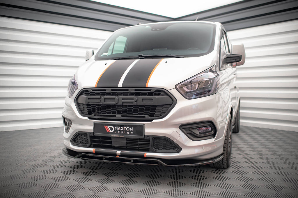 Maxton Design Street+ Spoilerlippe Front Ansatz passend für Ford Transit Custom ST-Line Mk1 Facelift schwarz Hochglanz