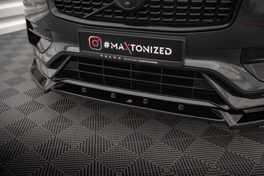 Maxton Design Street+ Spoilerlippe Front Ansatz V.2 passend für Volvo XC90 R-Design Mk2 Facelift schwarz Hochglanz