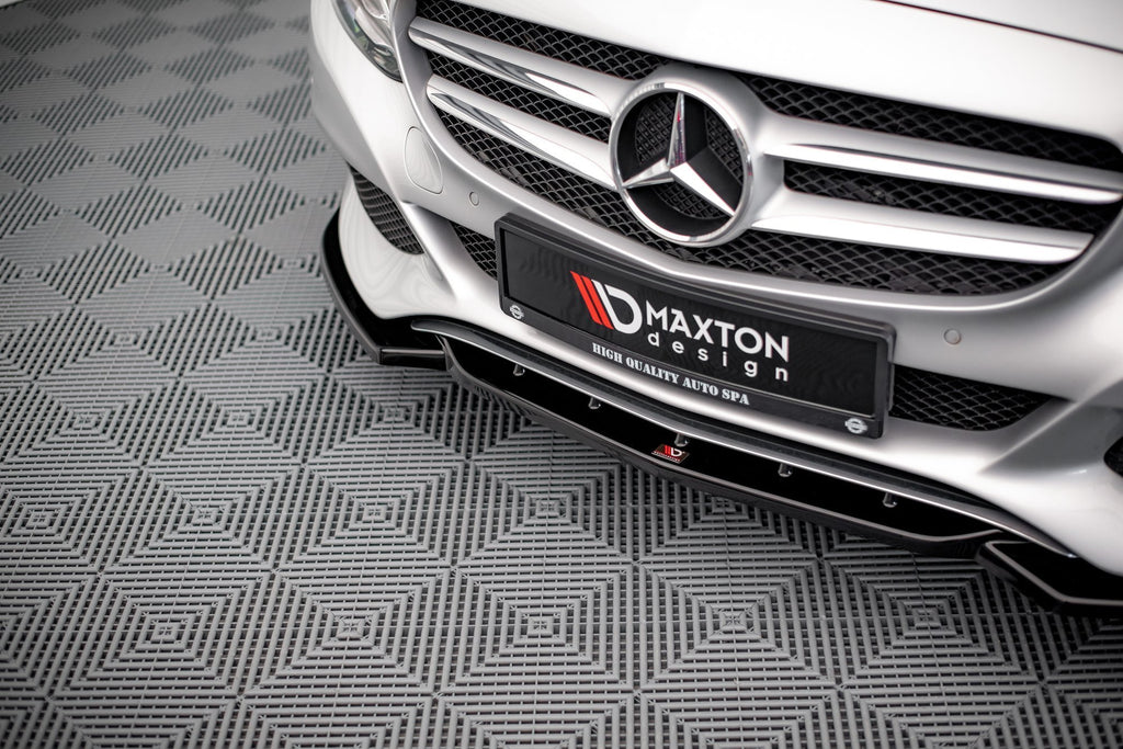Maxton Design Street+ Spoilerlippe Front Ansatz passend für Mercedes-Benz C W205 schwarz Hochglanz