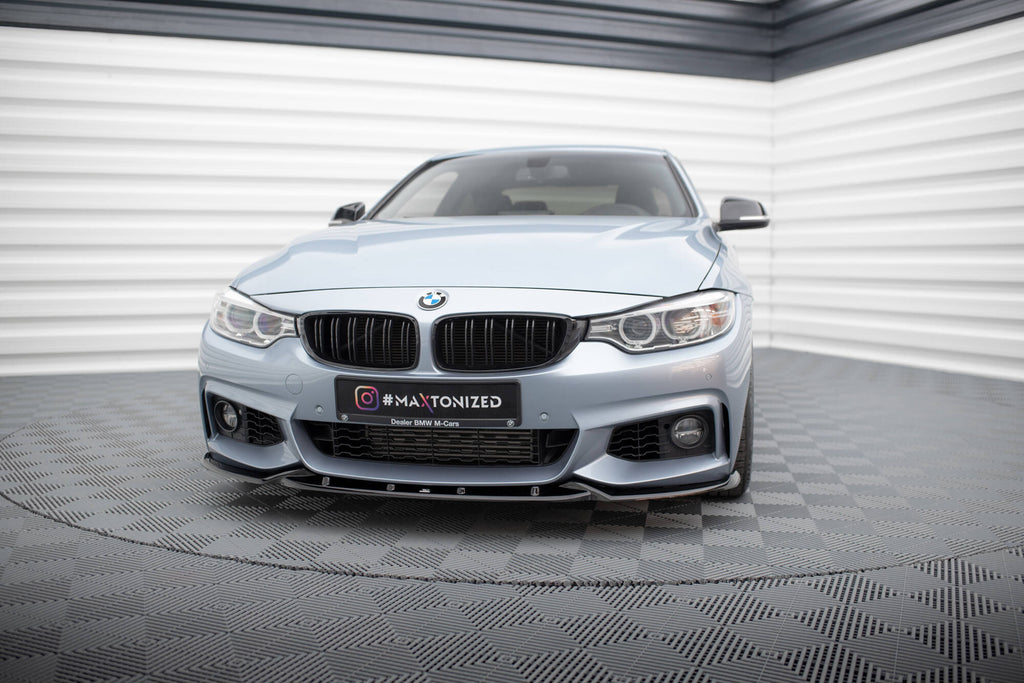 Maxton Design Street+ Spoilerlippe Front Ansatz V.3 passend für BMW 4er Coupe / Gran Coupe / Cabrio M-Paket F32 / F36 / F33 schwarz Hochglanz