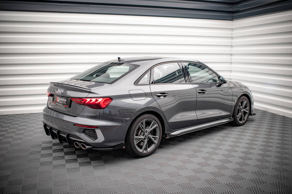 Maxton Design Street Pro Heck Ansatz Flaps Diffusor + Flaps passend für Audi S3 Limousine 8Y schwarz Hochglanz