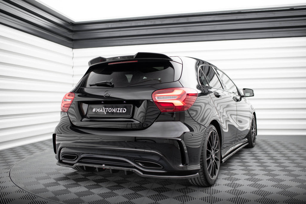 Maxton Design Spoiler CAP 3D passend für Mercedes-Benz A AMG-Line W176 Facelift schwarz Hochglanz