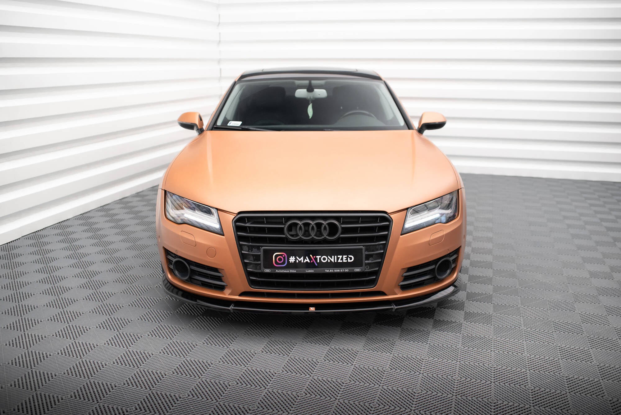 Maxton Design Street+ Spoilerlippe Front Ansatz V.1 passend für Audi A7 C7 schwarz Hochglanz