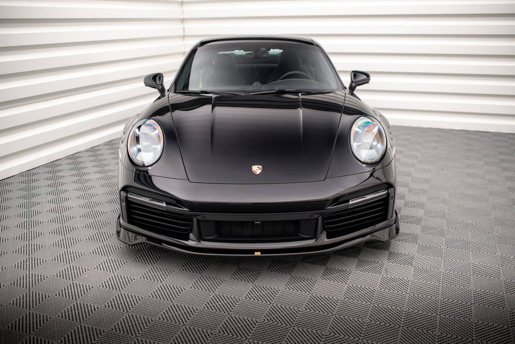 Maxton Design Street+ Spoilerlippe Front Ansatz passend für Porsche 911 Turbo S 992 schwarz Hochglanz