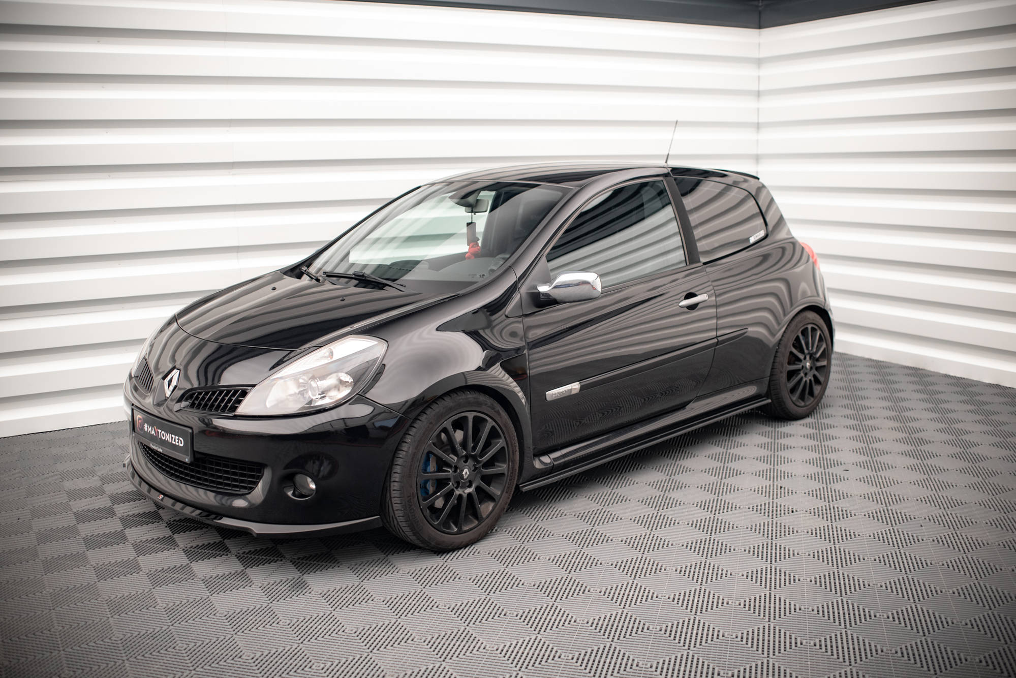 Maxton Design Street+ Seitenschweller Leisten passend für RENAULT CLIO MK3 RS schwarz Hochglanz