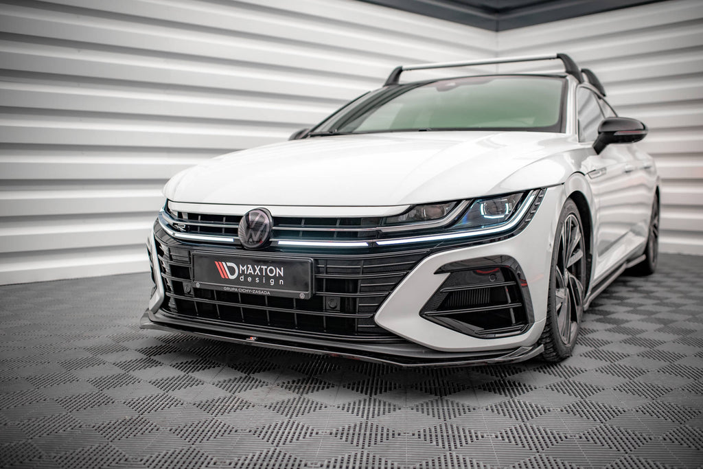 Maxton Design Street+ Spoilerlippe Front Ansatz V.3 passend für VW Arteon R Limousine / Shooting Brake Mk1 Facelift schwarz Hochglanz