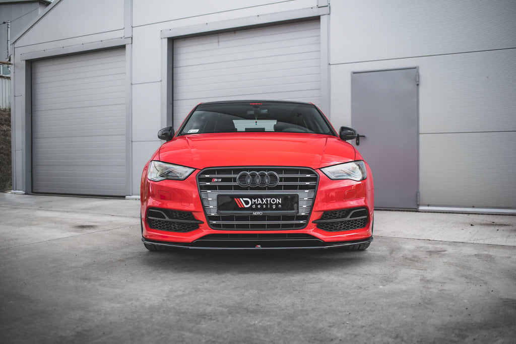 Maxton Design Front diffusor V.1 Audi S3 / A3 S-Line 8V Limousine / Cabrio schwarz Hochglanz für Audi A3