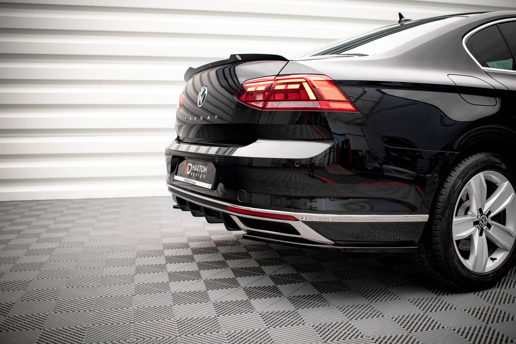 Maxton Design Diffusor Heck Ansatz passend für VW Passat B8 Facelift schwarz Hochglanz