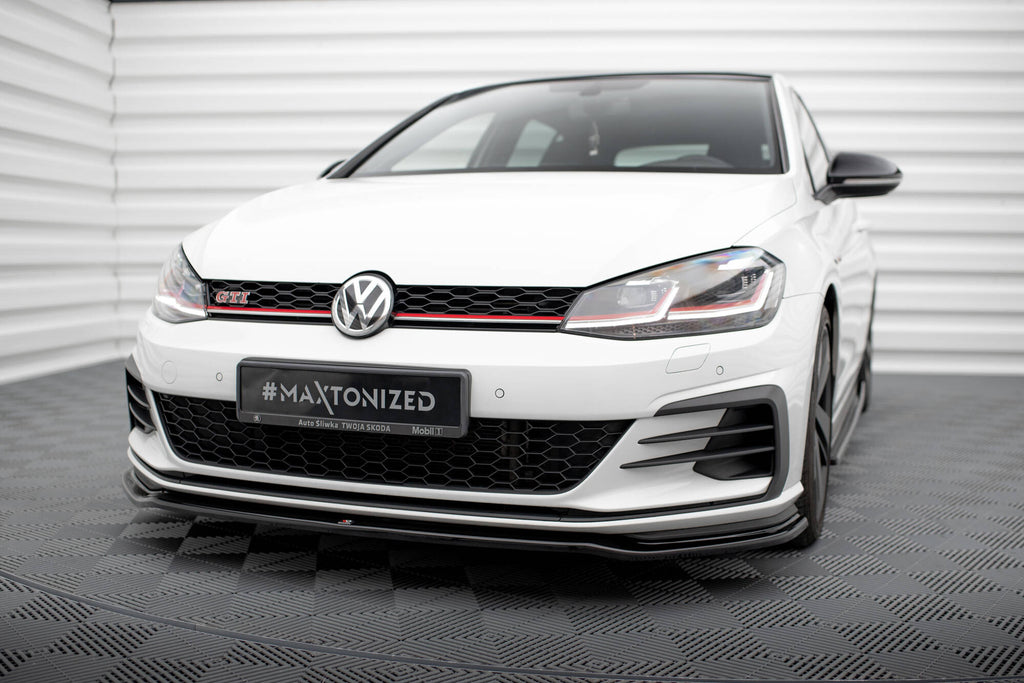 Maxton Design Street+ Spoilerlippe Front Ansatz V.2 passend für VW Golf GTI / GTD Mk7 Facelift schwarz Hochglanz