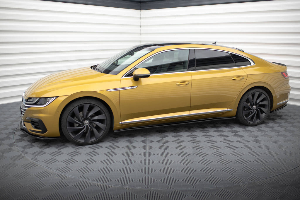 Maxton Design Street+ Seitenschweller Leisten passend für VW Arteon R-Line Limousine / Shooting Brake Mk1 schwarz Hochglanz