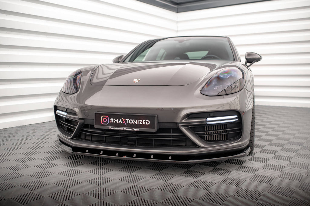 Maxton Design Street+ Spoilerlippe Front Ansatz V.1 passend für Porsche Panamera Turbo S E-Hybrid schwarz Hochglanz