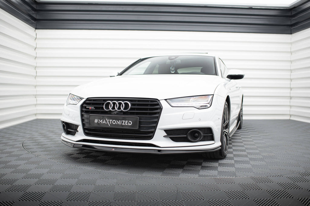 Maxton Design Street+ Spoilerlippe Front Ansatz passend für Audi S7 / A7 S-Line C7 FL schwarz Hochglanz