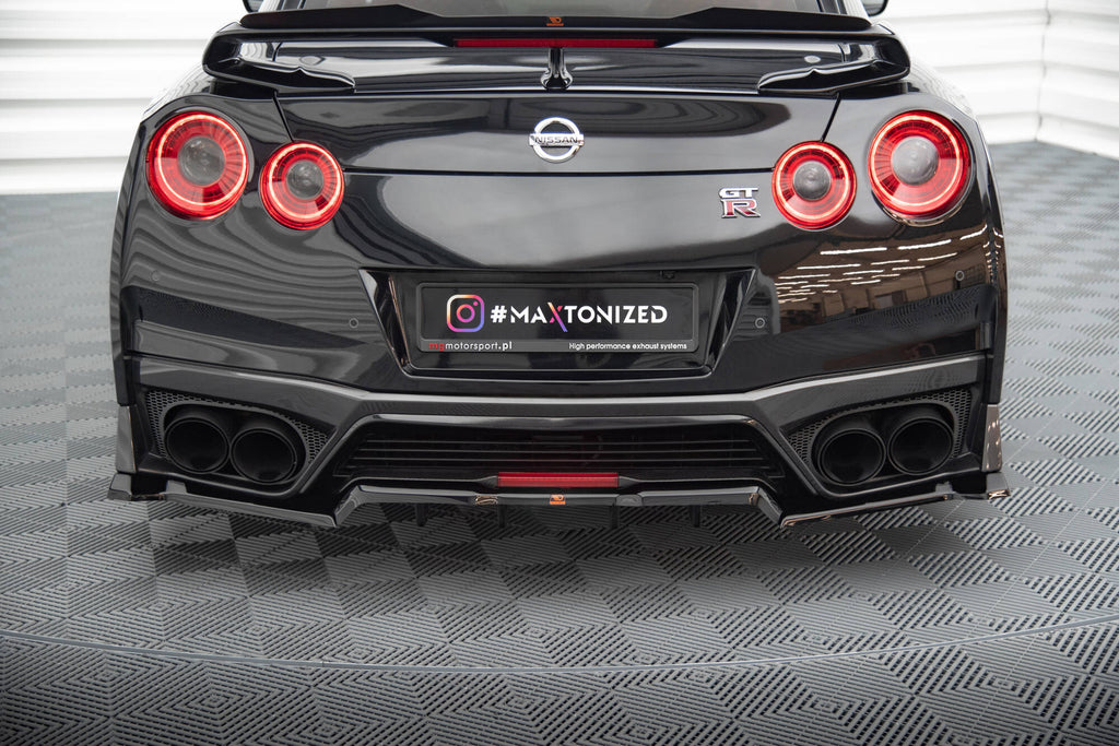 Maxton Design Street+ Mittlerer Diffusor RACE passend für Nissan GTR R35 Facelift schwarz Hochglanz